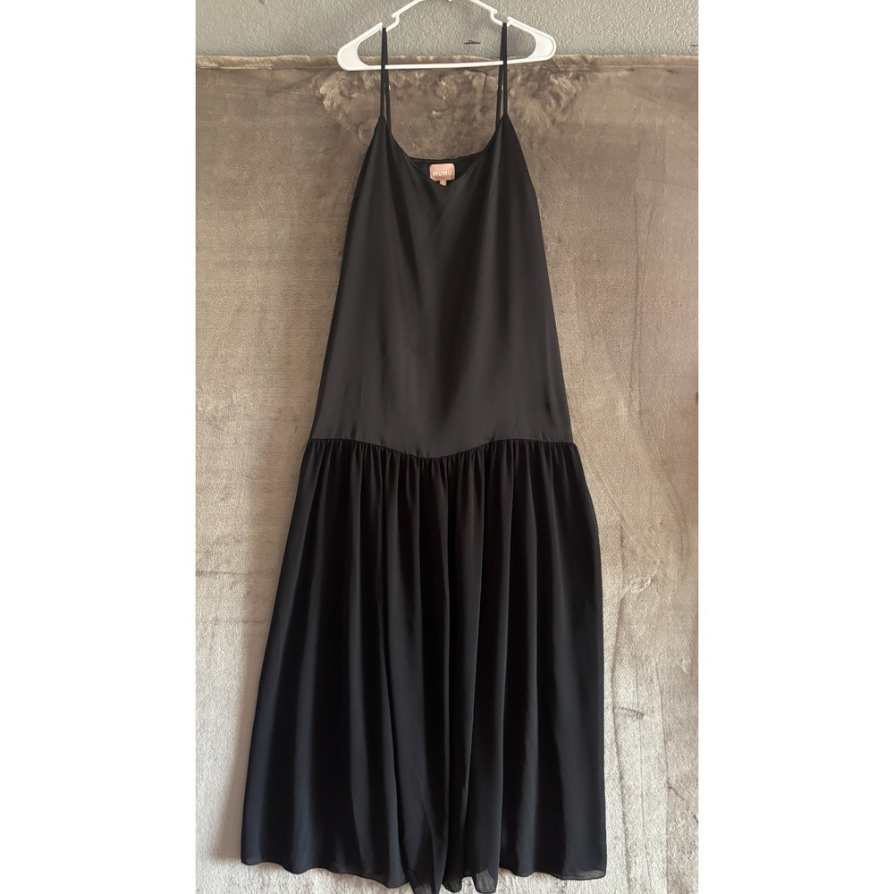 Show Me Your Mumu Dalia Maxi Dress Womens XL Black Luxe Satin Partially Lined - Picture 4 of 11